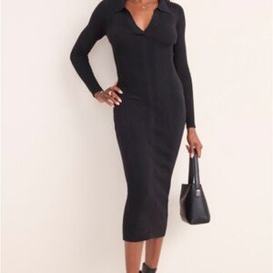 Francesca's Collections Black Midi Dress